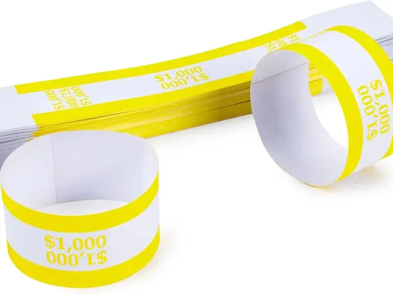Pack of 100 Currency Band Bundles Self Sealing Currency Straps Bands Money Bill Wrappers
