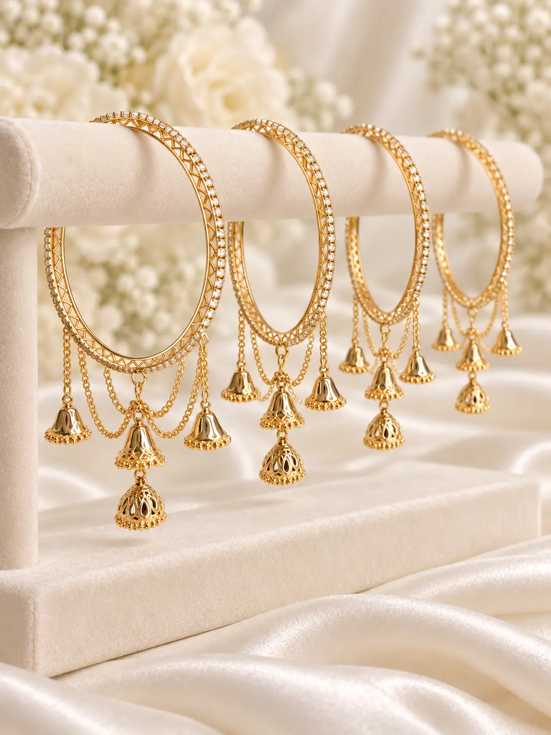 Trending Stonework Jhumka Charm Bangles – Set of 4