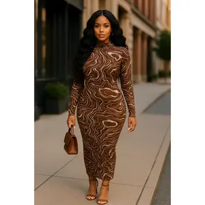 Mocha Marble Stretch Maxi Dress"