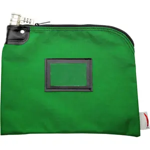 Water Repellent Denier Nylon Locking Bank Money Bag with Keyed Security Lock, 9 x 12 Inch, Kelly Green