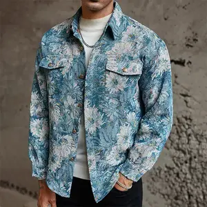 Men's Spring and Autumn Street Fashion Casual Button Jacket with Flower Design CoatRAIMENTRY