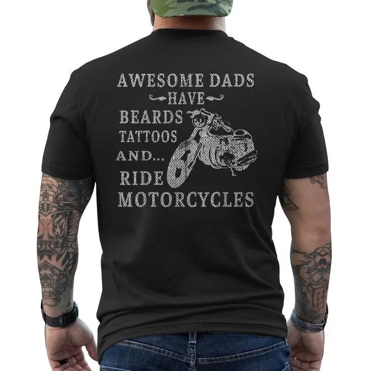 Men's Biker Graphic Back T-Shirt, Awesome Dad Motorcycle Tee in 100% Cotton Fabric, Casual Father's Day Gift, Fitted