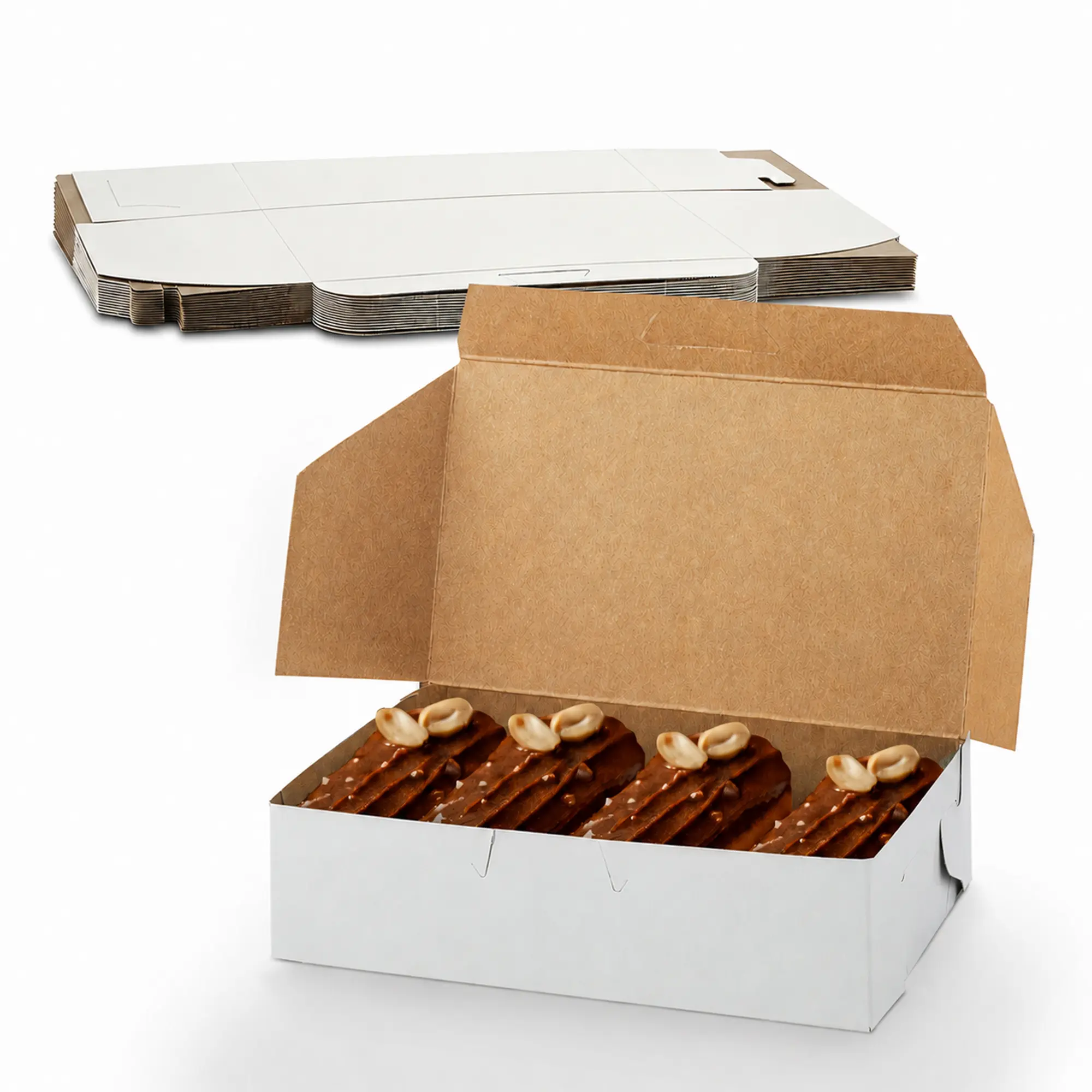 MT Products White Paperboard Donut Boxes - No-Window Bakery Treat Boxes for Cookies, Donuts, Pastries & Desserts, Pack of 15