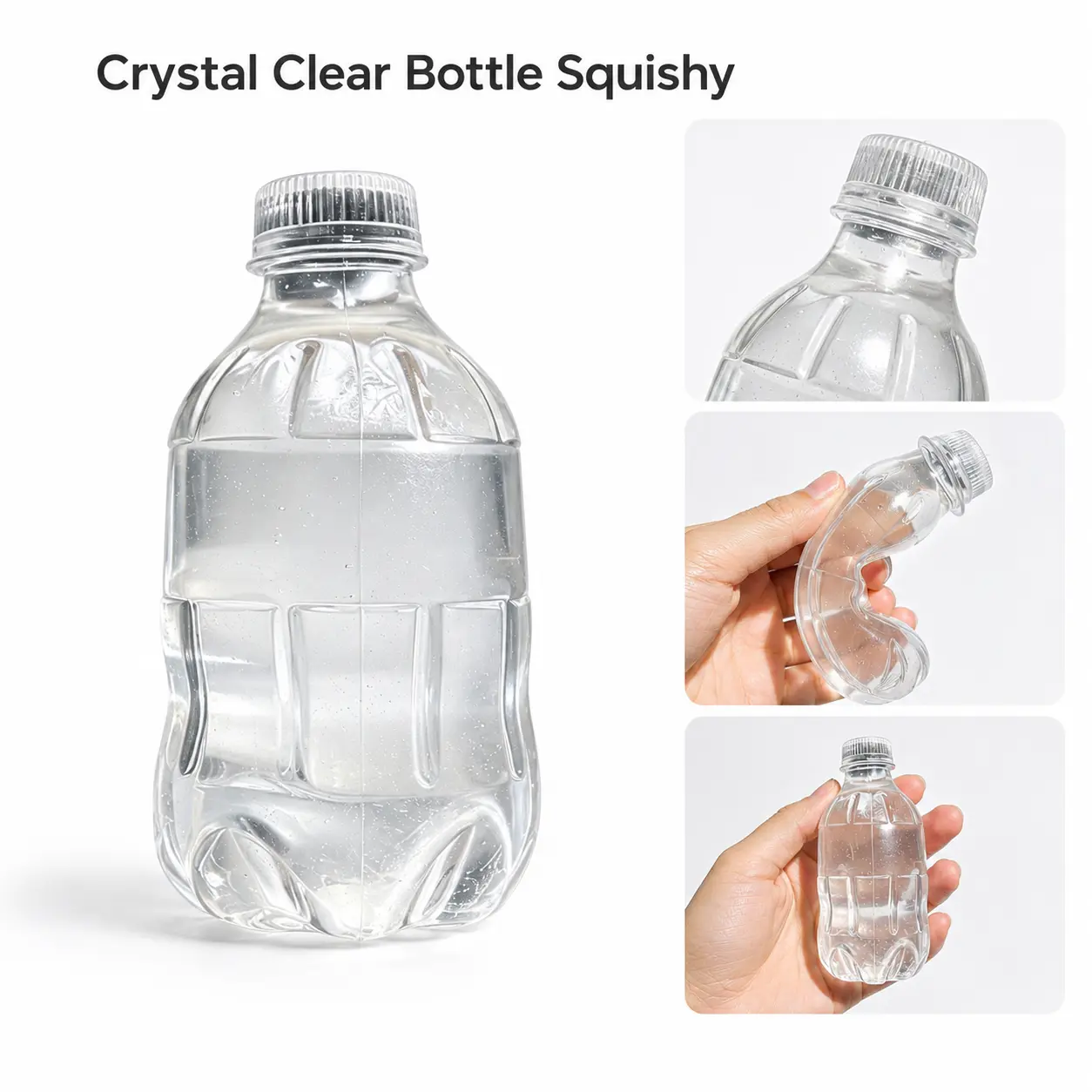 Transparent Mineral Water Bottle-Shaped Squishy Fidget Toy, Slow Rebound Stress Ball for Anxiety Relief, Cute Squishies Fidgets for Squishy Sensory Play, Oddly Satisfying Desk Gadget for Adults