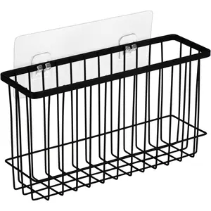 Toplife Wall Door Adhesive Kitchen Wrap Organizer Rack, No Drilling, Black