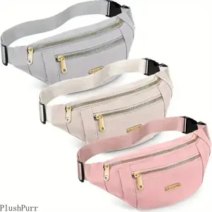 3Pack Waterproof Fanny Packs for Women and Men Waist Pack with Adjustable Strap Waist Pouch for Sports Running Exercise Walking Travel