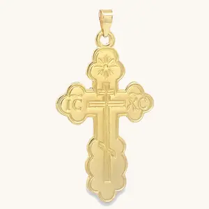 SOLID 14K GOLD ORTHODOX CROSS PENDANT