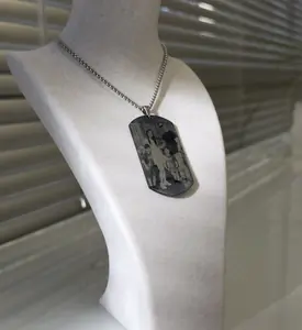Custom Photo Dog Tag Necklace, Engraved Stainless Steel Military Chain, Personalized Keepsake Pendant