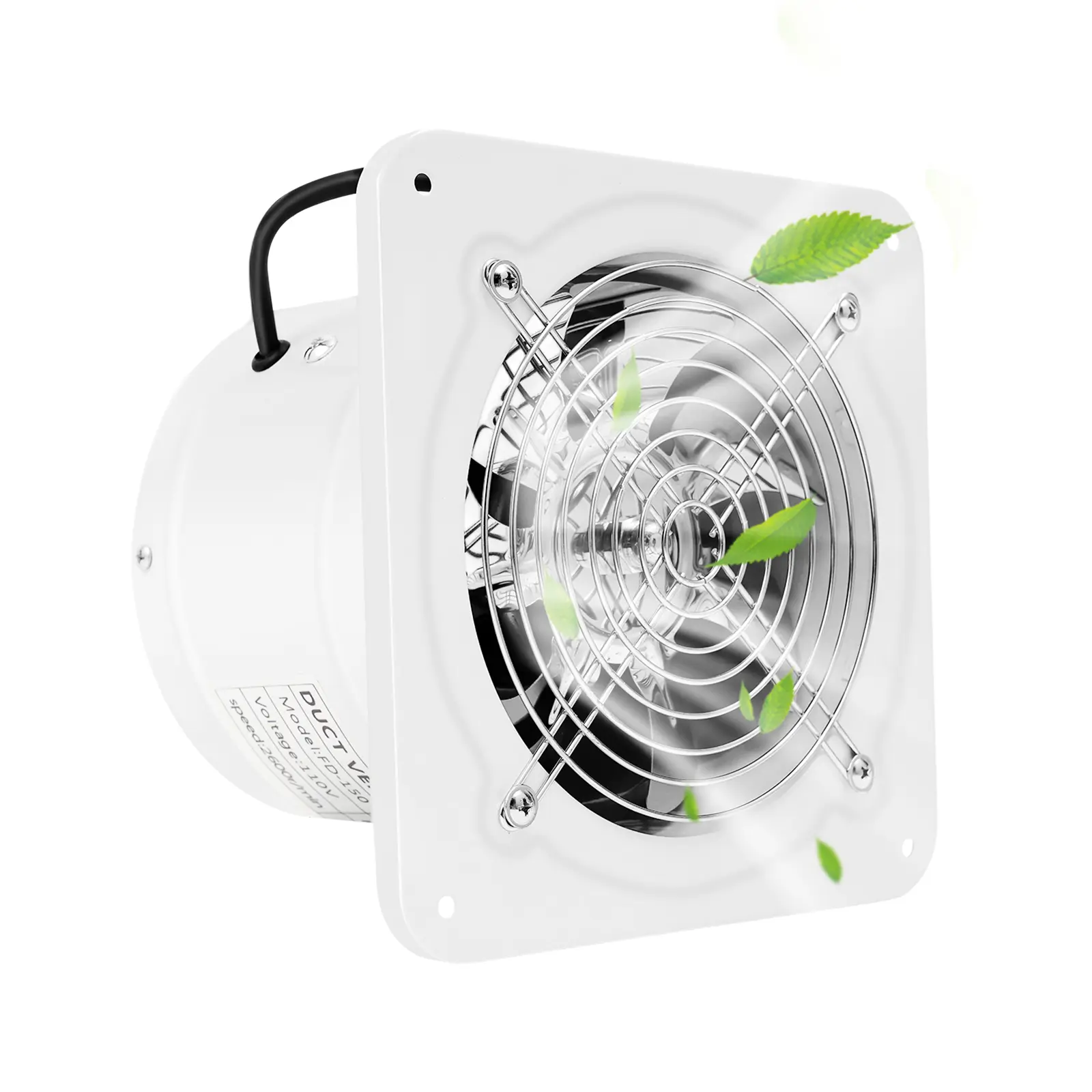 40W Copper Wire Motor Exhaust Fan with 2600RPM High Speed & Low Noise (60-70dB), 7.5x7.5x5.3 Inch Compact Wall/Window Mount Ventilation Fan with Backdraft Damper & Protective Mesh, for Kitchen, Bathroom, Basement, Workshop, Office summerwins, Iron, 110 V,