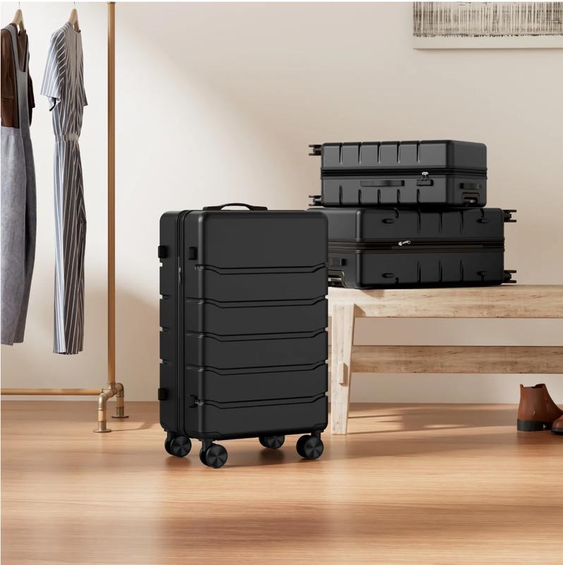 Set of 3 Hardside Luggage, Expandable Rolling Luggage with TSA Lock and Spinner Wheels, Black