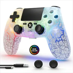 Controller For P4, Wireless Controller 1 Pack For P4/Pro/Slim, Remote Control With Adjustable RGB Light/1000mAh Battery/6-Axis Motion Sensor/Double Vibration