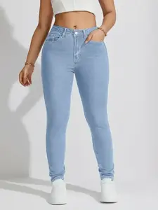 Women's High Waist Stretchy Slim Fit Denim Jeans Pants, New European Style Nine-Quarter Jeans, Casual Fashionable Ladies' Clothing