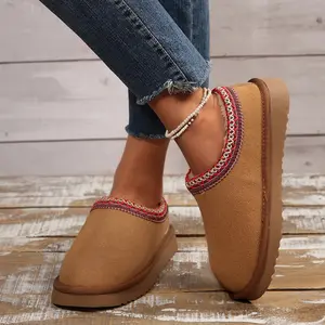 Women's Versatile Platform Mini Boots Slip On  Non-Slip Ankle Booties With Fuzzy House Slippers