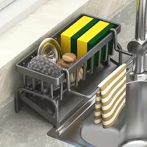 Kitchen Sink organizer , Stainless Steel Sponge Holder, Space Saving Sink Caddy for Small Kitchens, Dish Soap & Brush storage Rack，Kitchen Gadgets drying rack waterproof cabinet