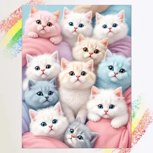 1pcs 5D DIY diamond painting kit, 5D diamond art set, DIY decoration, cute kitten diamond painting kit full round drill DIY, mosaic, diamond art, DIY art home decoration, suitable for Halloween and Christmas.