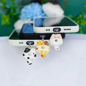 Lovely Cat Cartoon Phone Dust Plug Pendant Accessory Decoration For Type-c Charging Port Cell Phone Charm