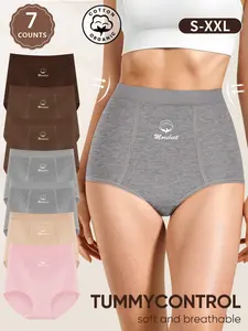 Women's High-Waisted Cotton Underwear Set, Soft Breathable Fitted Panties, Soft Comfy Knicker, Elastic Comfort Fit, Multiple Colors, S-Xxl Sizes