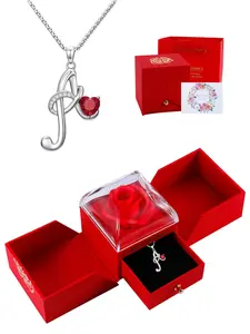 Minimalist Name Initial Pendant with Heart Sapphire, Personalized Letter Jewelry, Christmas Valentine's Day Mother's Day Gift for Women