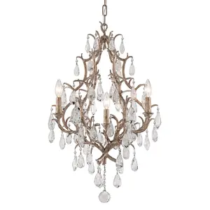 Amadeus Mini Chandelier with Handcrafted Iron Body and Faceted Crystals in Vienna Bronze Finish
