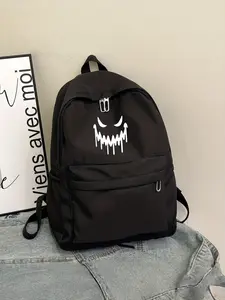 Ghost Face Print Nylon Fabric, Easy Care & Stain Resistant, Ideal for Daily Use, Streetwear & Casual, All-Season Wear