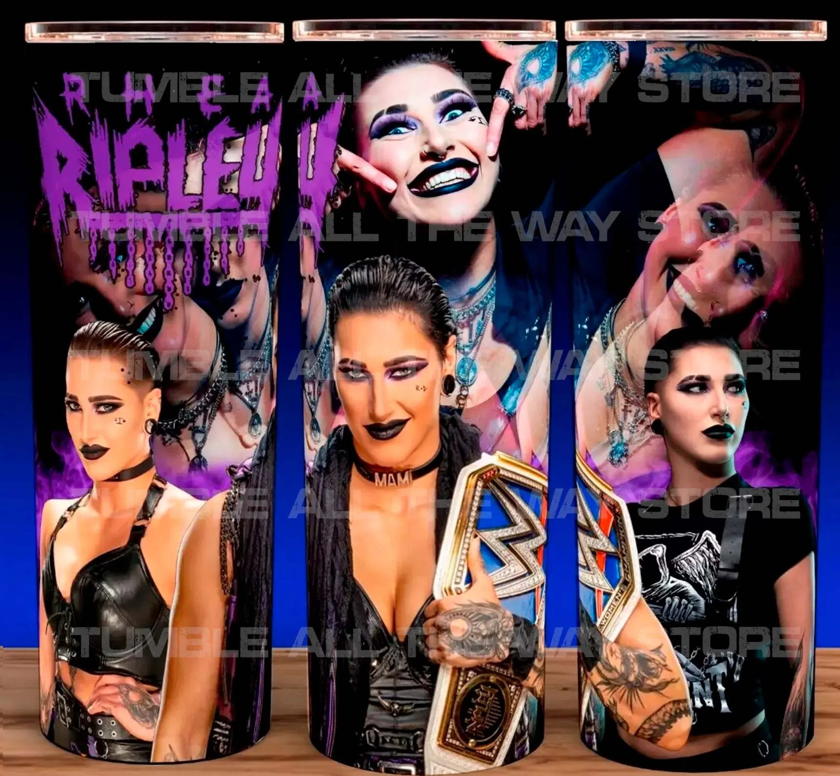 30oz Rhea Ripley Wrestling Bad Girl Cup Mug Tumbler Stainless Steel Tumbler with Slide Closure Lid, Reusable Plastic Straw, Handmade Design - Drinkware