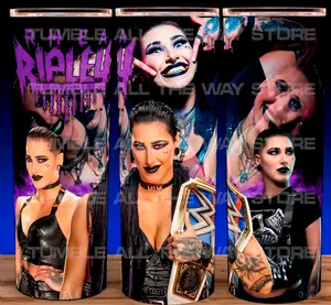 30oz Rhea Ripley Wrestling Bad Girl Cup Mug Tumbler Stainless Steel Tumbler with Slide Closure Lid, Reusable Plastic Straw, Handmade Design - Drinkware
