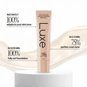 Luxe Color Changing Foundation for Women - Instantly Adapts to Your Skin Tone- Buildable Light-to-Medium,Medium Dark-to-Dark, Coverage 12-Hour Wear - Natural Dewy Finish