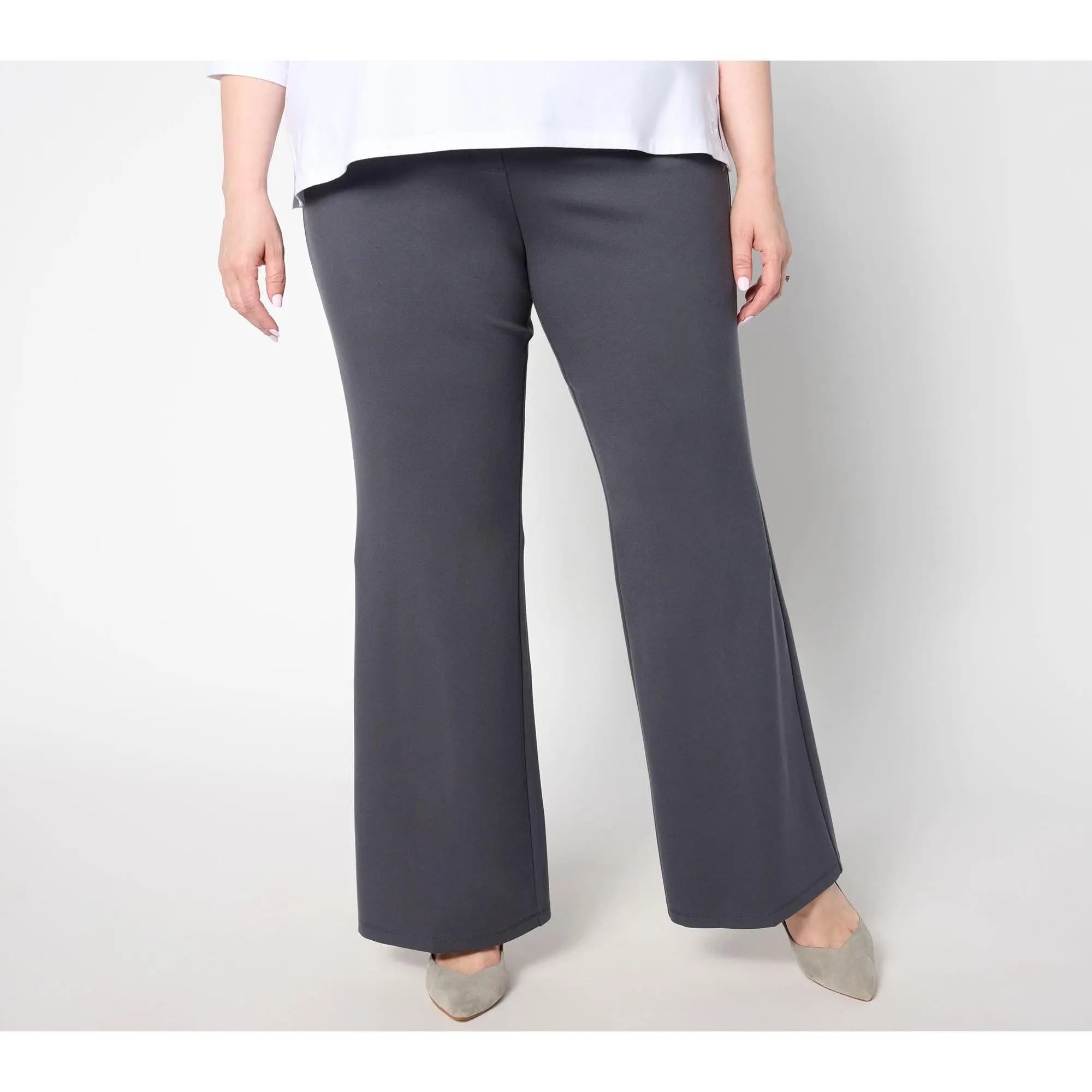 Susan Graver Petite Smart Ponte 350 Boot-Cut Pull-On Pants