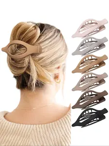 Elegant Fashion Versatile Solid Color Matte Acrylic Duckbill Clips, 6pcs Set, Stylish Hair Accessories for All Occasions