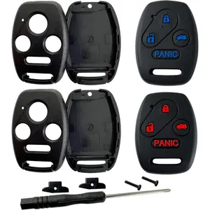 Key Fob Cover Shell For Honda 2003-2012 Accord,2009-2015 Pilot,2006-2013 Civic EX,2005-2006 CR-V, 3+1 Button Keyless Remote Fob Case Kit (Pack of 4)