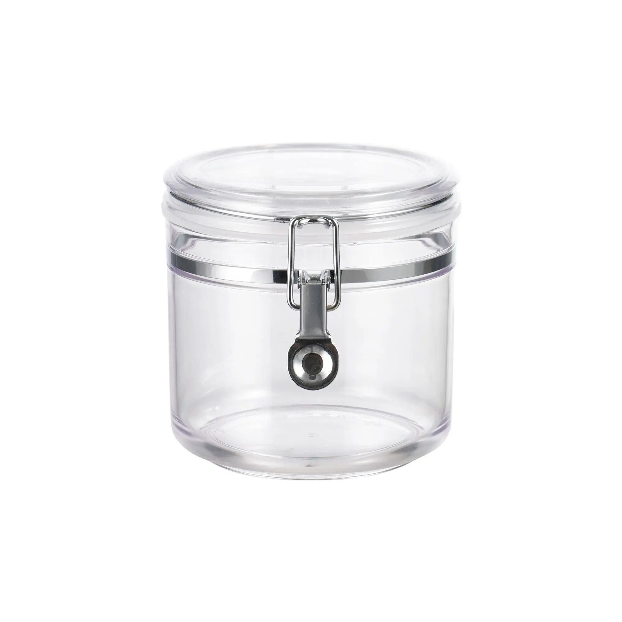 Airtight Food Storage Canister - Clear Stackable Kitchen Preserving Container with Buckle Lid for Pantry, Snacks