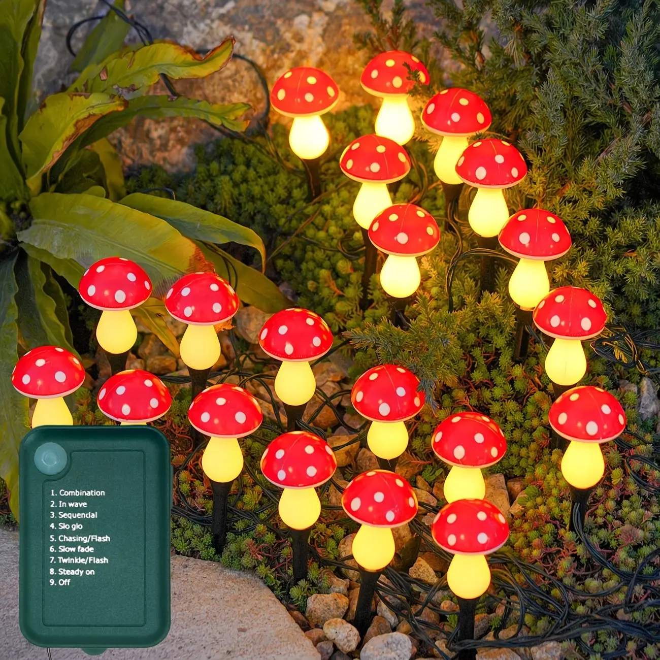 Atmospheric Mushroom String Lights, Led Waterproof Lights, Creative Decorative Lighting, Battery Operated (Batteries Not Included), Suitable for Festivals, Parties, Trees, Gardens, and Bedrooms