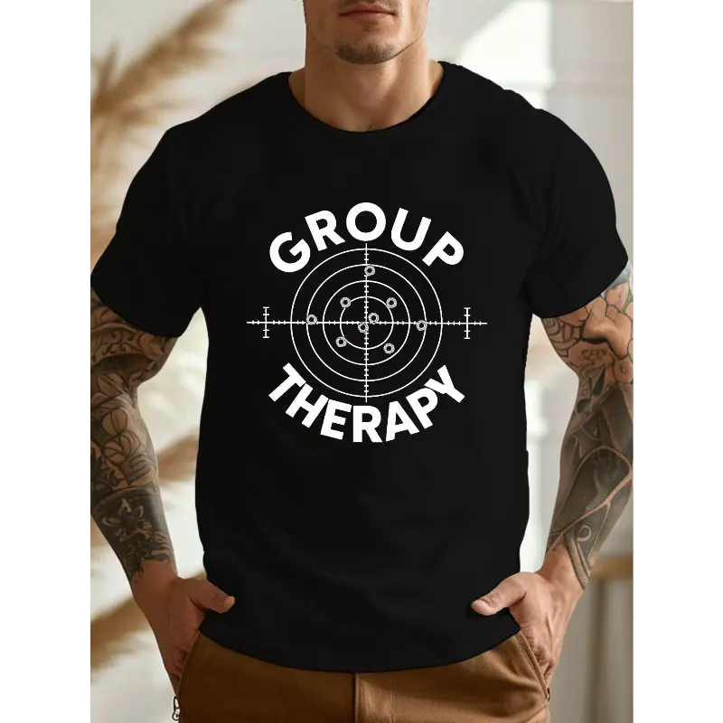 Men's Plus Size Target Graphic T-Shirt - 100% Cotton Casual Short-Sleeve Crew Neck Regular Fit Top for Big & Tall Guys, Minimalist Geometric All-Over Print, Machine Washable, Normal Type, Foldable, All Seasons, Do Not Dry Clean
