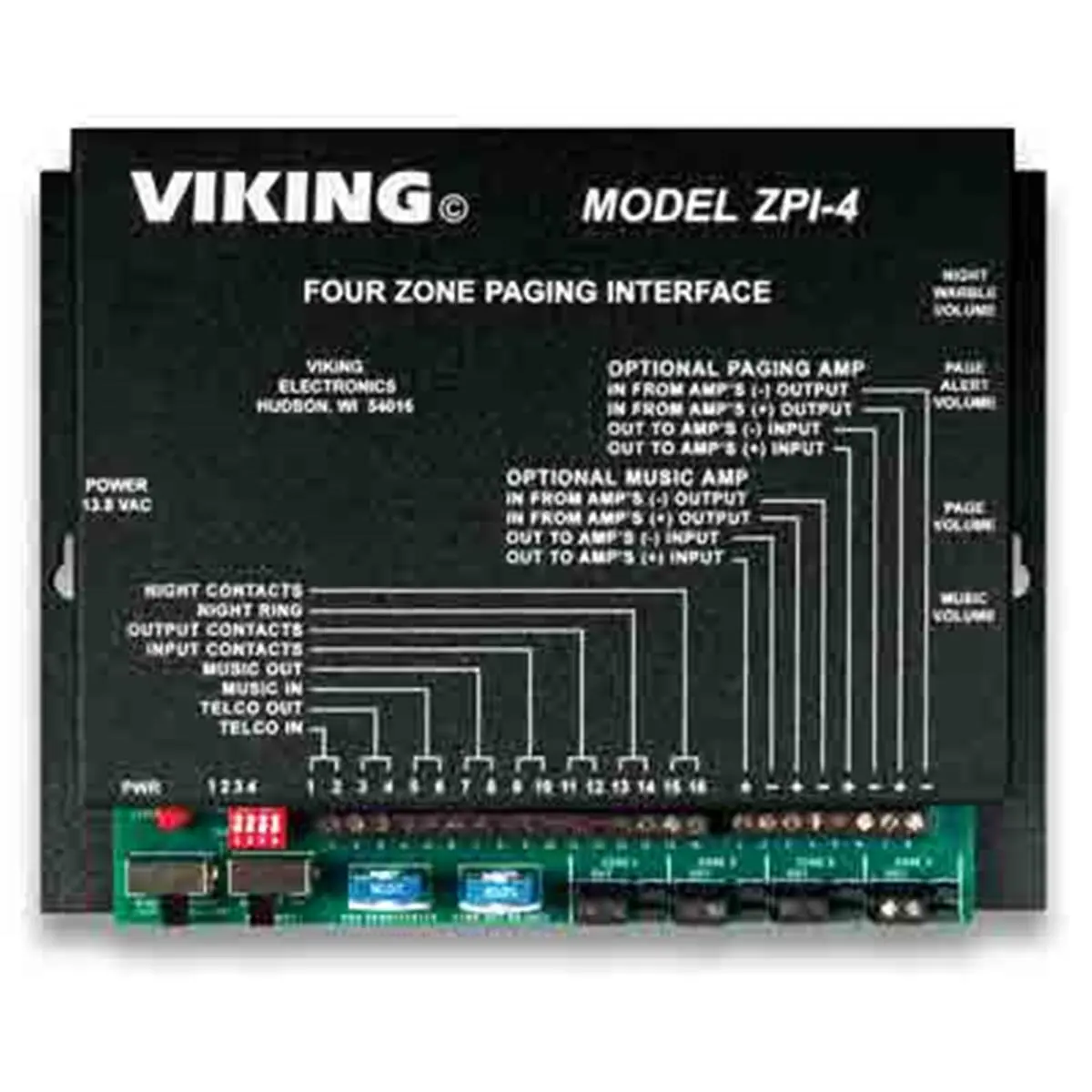 Viking Electronics ZPI-4 Multi-Zone Paging Interface with Touch Tone Function for Motorcycle Accessories
