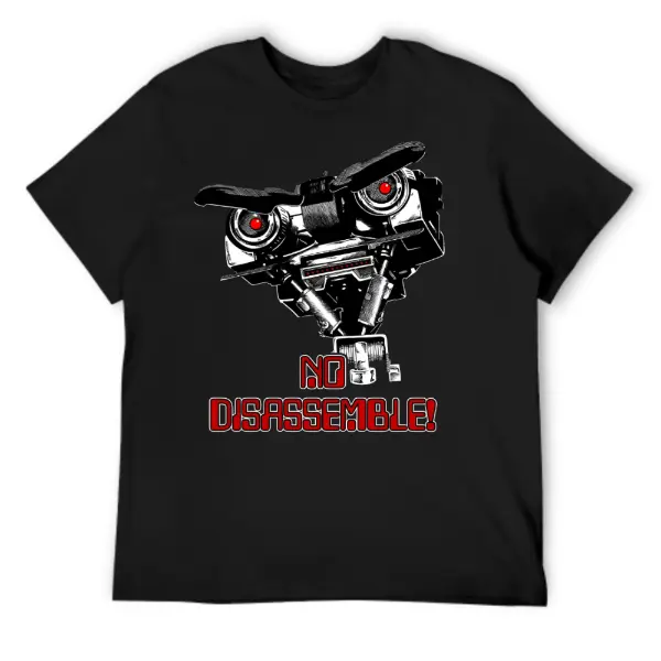 Men'S Johnny Five Graphic T-Shirt, 100% Cotton, Casual Crew Neck, Regular Fit, With Robot Print For All-Season Tee