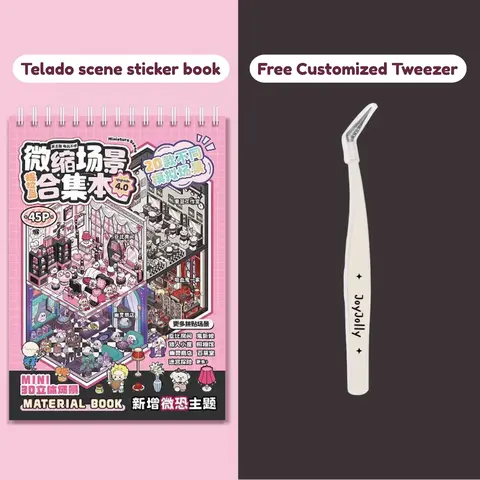 Horror Theme Cute Miniature Sticker Album - 45pcs Customizable Cute Adhesive Vinyl Decals, Unisex 3D Stacking Plastic Reusable Craft Supplies for Adult DIY Scrapbooking, Cartoon House Decor