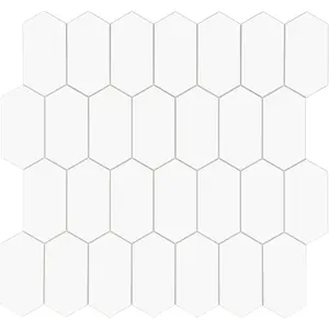 10-Sheet Peel and Stick Backsplash, 12" x 11.5" White Long Hexagon Self-Adhesive Wall Tile, Stone Composite Stick  Decorative Mosaic Tile for Kitchen Bathroom Fireplace