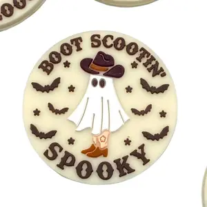 Boot Scootin Spooky Silicone Focal Beads - Western Theme Ghost with Cowboy Hat DIY Supplies Halloween Bats