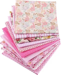 10 Pieces 20 x 20 Inch Cotton Fabric Quilting Floral Patchwork Pink Fabric Square Bundles Fabric for Sewing DIY Crafts Handmade Bags Clothing, Various Patterns