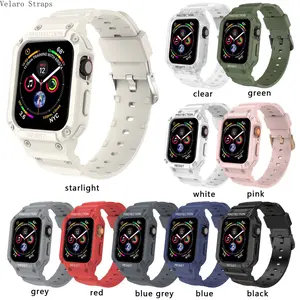 Rugged 2-in-1 Integrated TPU Case + Band for Apple Watch, Shockproof Protective Sport Strap Compatible with iWatch SE/Series 3-9, 38-45mm Heavy-Duty Wristband,summervibes