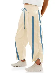 Women's Loose Wide Leg Pants Casual Drawstring Elastic Waist Colorblock Y2K Jogger Pants, Comfortable High-Waisted Sweatpants for Daily Wear