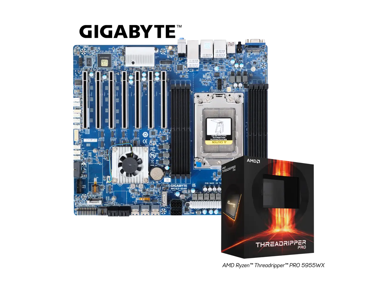 GIGABYTE MC62-G40 AMD Ryzen Threadripper PRO Workstation Motherboard with AMD Threadropper Pro 5955WX Bundle Deal,16-core, 32-Thread, Processor Integrated by GIGABYTE