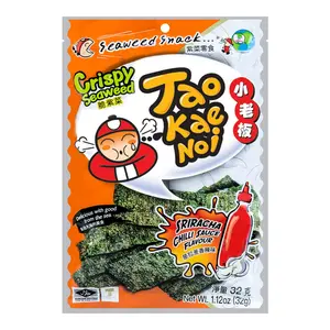 Tao Kae Noi Thick Cut Crispy Seaweed Snack, Sriracha Chili Flavor, 32g - Spicy Thai Nori Chips for Snacking