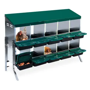Garvee Metal Chicken Nesting Boxes – 8 & 10 Compartment Roll Away Laying Boxes with Lid, Easy Egg Collection, Pull-Out Cleanable Trays, Wall Mount Hen Roosting for Chicken Coop