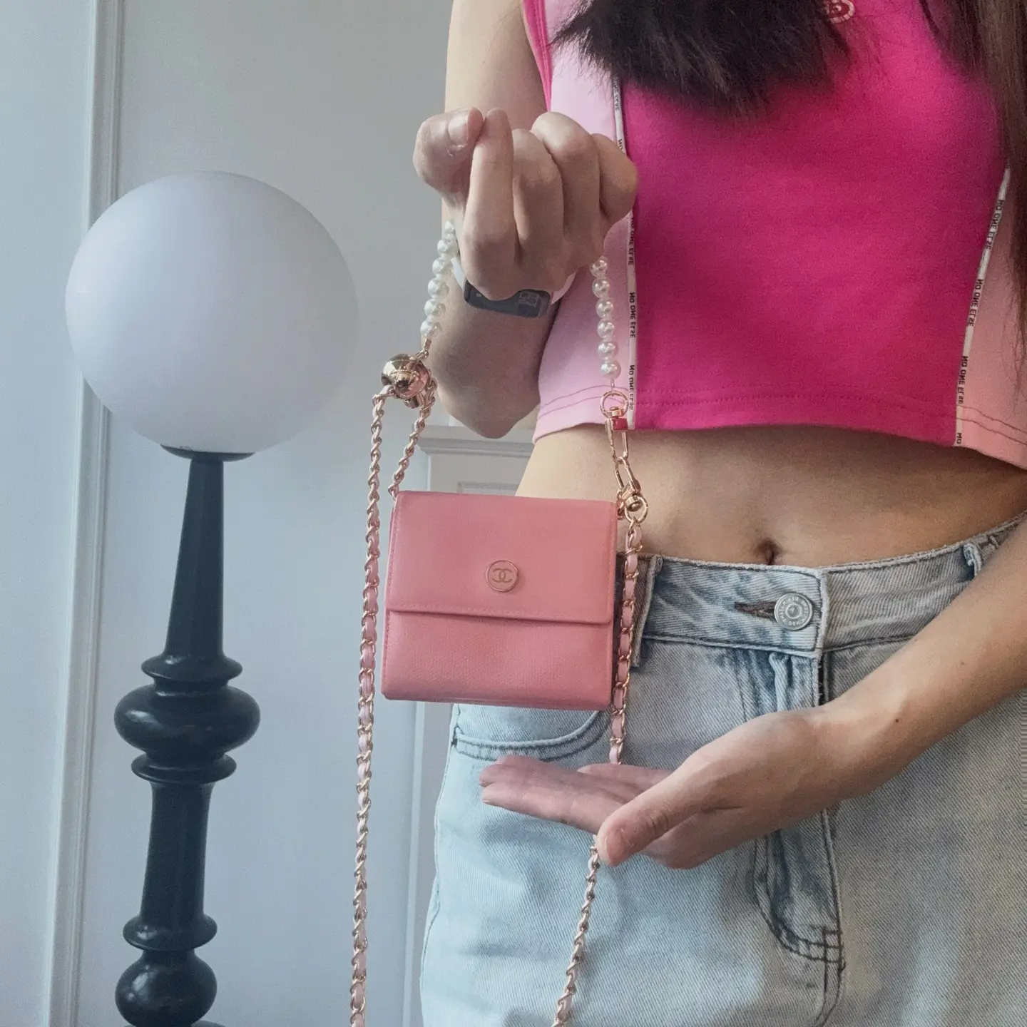 Pre-owned CHANEL CC Compact Mini Flap Card Case +Pink+Luxury Bag | 27215
