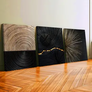 3pcs Wooden Framed Canvas Painting, Black Gold Abstract Wooden Texture And Metal Burst Design, Exquisite Poster, Home Decoration, Pattern Wall Art Decor, For Living Room, Bedroom, Office, Bar Wall Decor, Odorless, Painting, Print Artwork.