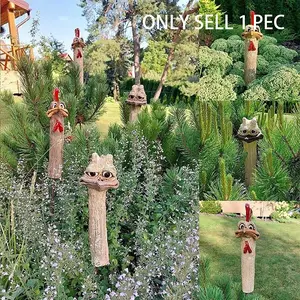 Funny Garden Hidden Chicken Statue Decoration,Funny Courtyard Ostrich Sculpture,Liven Up Your Garden Funny Long Neck Chicken Statue, Garden Accessories