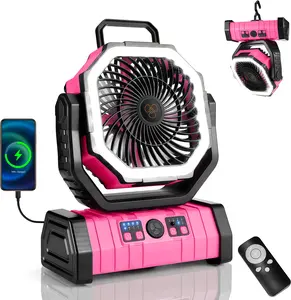 30000mAh Rechargeable Camping Fan with LED Light - Portable Multi-functional Fan with 360° Rotating Hook & Oscillating Feature | Cordless Battery Powered for Indoor, Outdoor, Tenting, Traveling & Emergency Use | Lightweight Smart Living Design