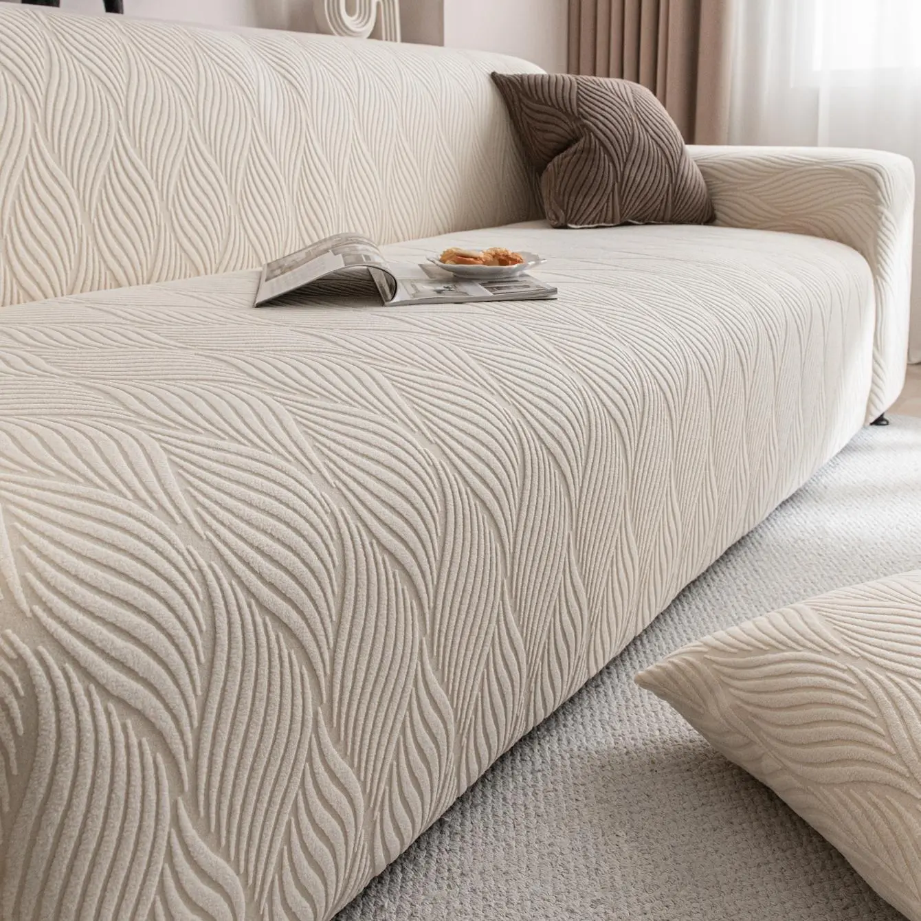 Solid Color Sofa Cover, 1 Count Non-slip Sofa Slipcover, Soft Comfortable Sofa Protector, Sofa Protector for Home Living Room Office, Sofa Couch Covers, Slipcovers for Couches and Sofas