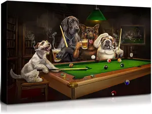 Canvas Wall Art - Dogs Playing Poker Series C.M Coolidge Art Reproduction - Giclee Canvas Print Gallery Wrap Modern Home Decor Ready to Hang - 40x30